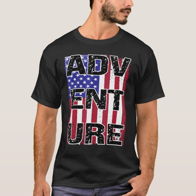 USA Patriotic Flag Reiseabenteuer Natur Wild Ou T-Shirt (Vorderseite)