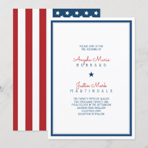 USA Patriotic Flag Wedding 3 Einladung