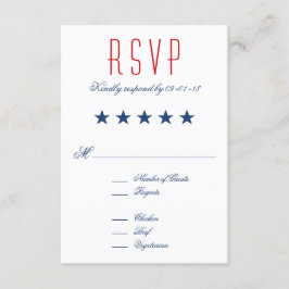 USA Patriotic Flag Wedding RSVP Karte
