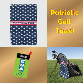 USA Patriotic Golfer ⭐ Stars & Stripes Monogramm Golfhandtuch