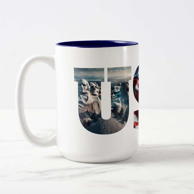 USA Patriotic Iconic American Images Zweifarbige Tasse (Links)