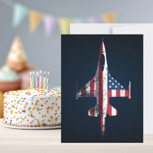 USA Patriotic Jet Kampfflugzeug Birthday Postkarte