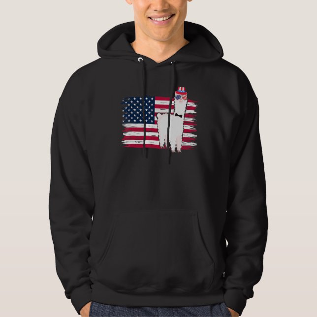 USA Patriotic Llama US Flag Alpaca 4. Juli Hoodie (Vorderseite)