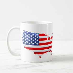 USA Patriotic Map Flag Kaffeetasse