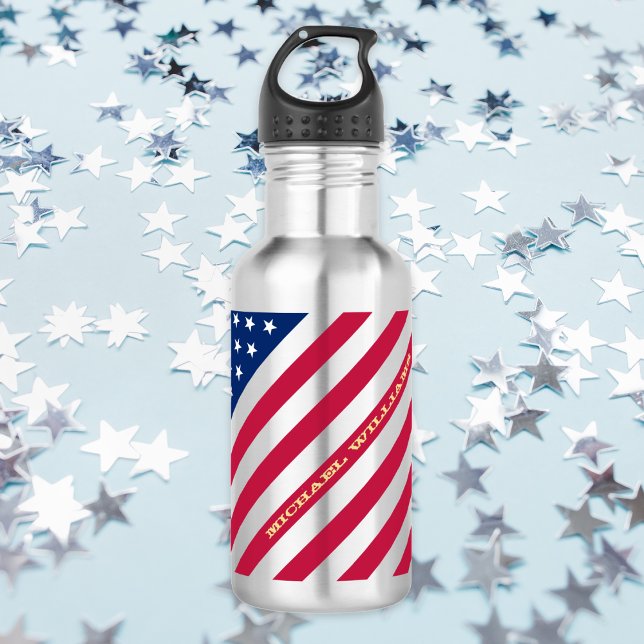 USA Patriotic Red Blue Stars Stripes Water Flasche Trinkflasche (USA America National Flag Patriotic Stars Stripes Water Bottle)