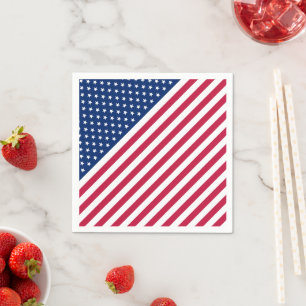 USA Patriotic Red Stripes Stars Flag Paper Napkin Serviette