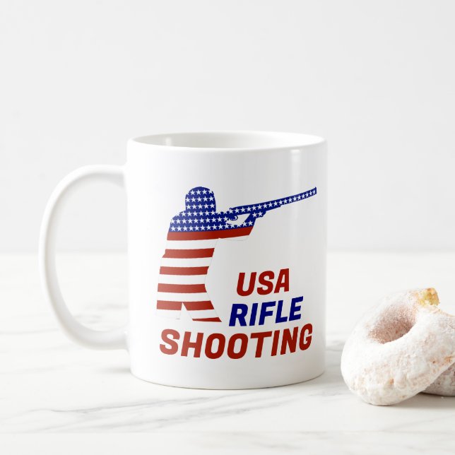 USA Patriotic Rifle Shooting Kaffeetasse (Mit Donut)