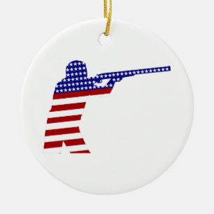 USA Patriotic Rifle Shooting Keramikornament