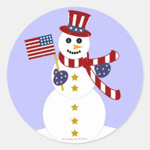 USA Patriotic Snowman mit Flag Round Stickers