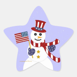 USA Patriotic Snowman mit Flag Star Stickers