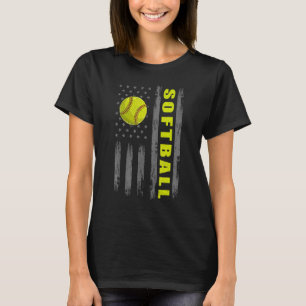 USA Patriotic Softball Women American Flag Me T-Shirt