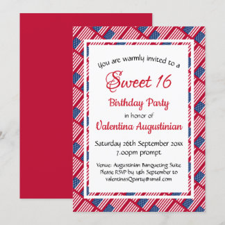 USA Patriotic SWEET 16 Geburtstag Personalisiert Einladung