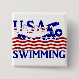 USA Patriotic Swimming Sports Button