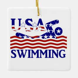 USA Patriotic Swimming Sports Ornament Aus Metall