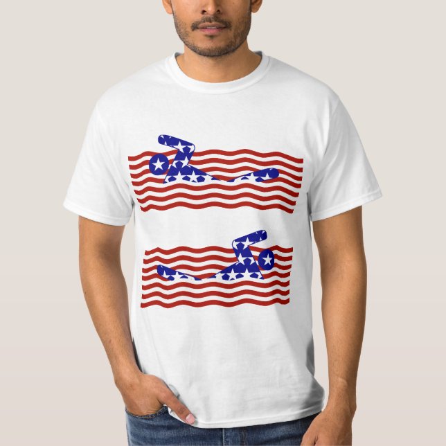 USA Patriotic Swimming Sports T-Shirt (Vorderseite)