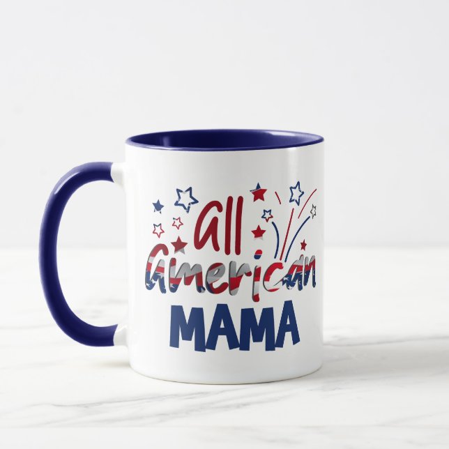 USA Patriotic, USA Flag All American Mama Gift Tas Tasse (Links)
