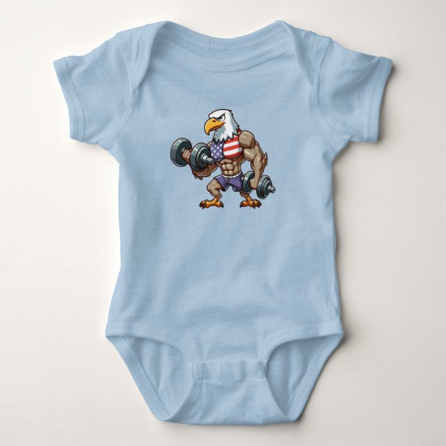 USA/patriotic weightlifting bald eagle Baby Strampler (Vorderseite)