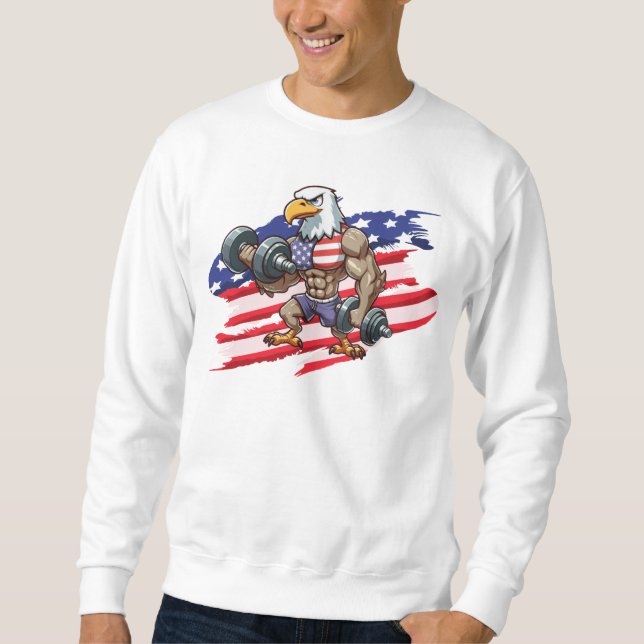USA/patriotic weightlifting bald eagle Sweatshirt (Vorderseite)