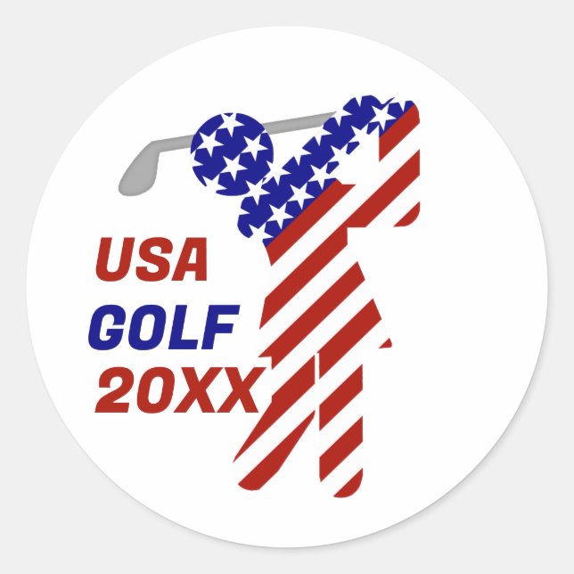 USA Patriotic WOMEN'S GOLF Runder Aufkleber (Vorderseite)