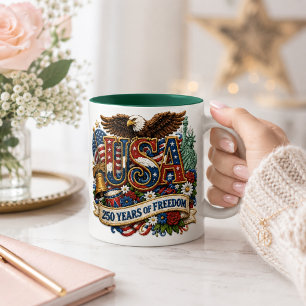 USA Patriotische 250. 4. Juli-Feier Two-T Zweifarbige Tasse