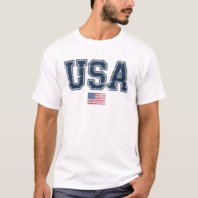 USA - Patriotische amerikanische Flagge erschütter T-Shirt (Vorderseite)