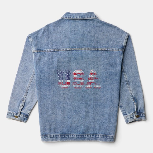 USA Patriotische amerikanische Flagge für Männer F Jeansjacke (Rückseite)