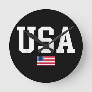 USA Patriotische amerikanische Flagge für Männer F Runde Wanduhr