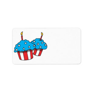 USA patriotische Cupcakes Adressaufkleber