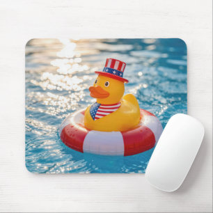 USA Patriotische gelbe Gummiente im Pool Mousepad