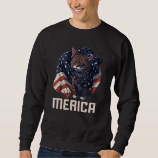 USA Patriotische Katze 4. Juli Amerikanische Flagg Sweatshirt
