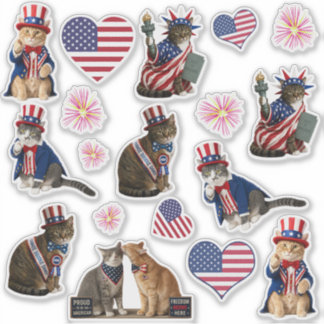 USA-patriotische Katzenfoto-Kiss-Cut-Vinyl-Aufkleb Aufkleber
