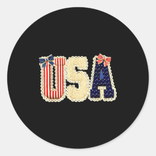 Usa patriotische Patchwork Sterne Streifen America Runder Aufkleber