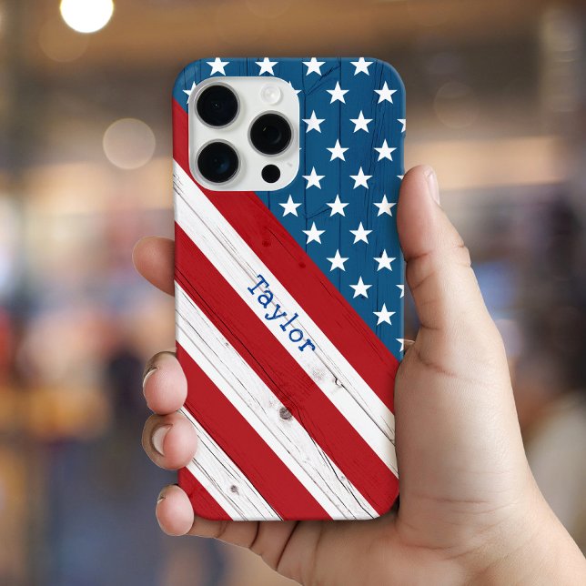 USA Patriotische Rustikale Sterne Streifen amerika Case-Mate iPhone Hülle (Von Creator hochgeladen)