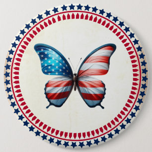 USA/patriotischer 4. Juli Schmetterling Button
