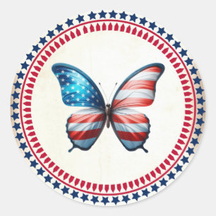 USA/patriotischer 4. Juli Schmetterling Runder Aufkleber
