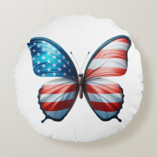 USA/patriotischer 4. Juli Schmetterling Rundes Kissen