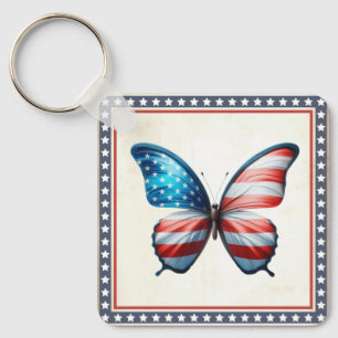 USA/patriotischer 4. Juli Schmetterling Schlüsselanhänger