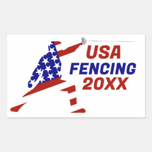 USA Patriotischer Fecht-En-Garde-Sport Rechteckiger Aufkleber