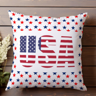 USA Patriotischer Juli Rot Weiß Blau Sterne Kissen