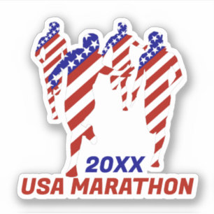 USA Patriotischer MARATHON / STAFFELLAUF Aufkleber