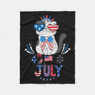 USA Patriotischer Unabhängigkeitstag 4. Juli Katze Fleecedecke