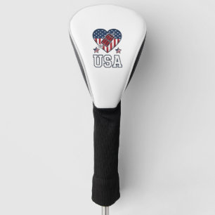 USA Patriotisches Feuerwerk Herz Vintage Vektor-Sh Golf Headcover