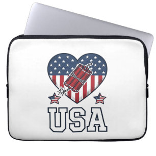 USA Patriotisches Feuerwerk Herz Vintage Vektor-Sh Laptopschutzhülle
