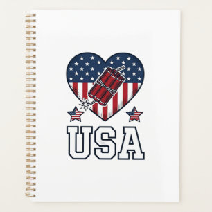 USA Patriotisches Feuerwerk Herz Vintage Vektor-Sh Planer
