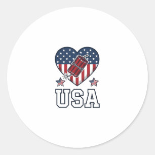 USA Patriotisches Feuerwerk Herz Vintage Vektor-Sh Runder Aufkleber