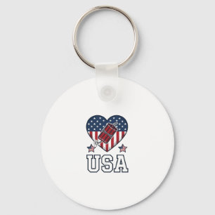 USA Patriotisches Feuerwerk Herz Vintage Vektor-Sh Schlüsselanhänger