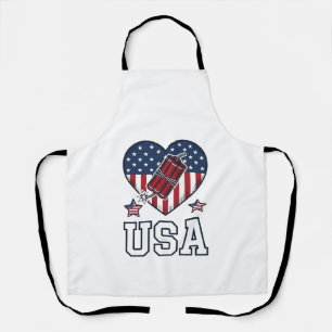 USA Patriotisches Feuerwerk Herz Vintage Vektor-Sh Schürze