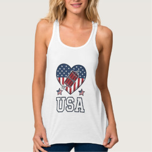 USA Patriotisches Feuerwerk Herz Vintage Vektor-Sh Tank Top