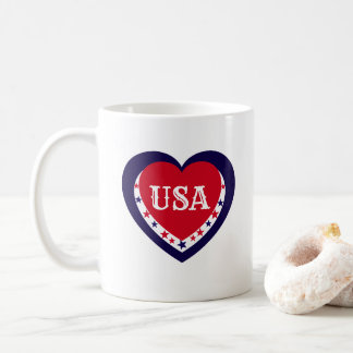 USA Patriotisches Rot Weiß Blau Herz Festiv 4. Jul Kaffeetasse