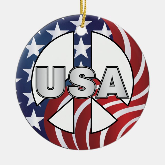 USA Peace Sign Keramikornament (Vorne)